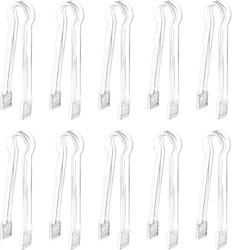 10 Pieces 14.5 X 1.8 Cm Buffet Serving Tongs Plastic Transparent Small Kitchen T