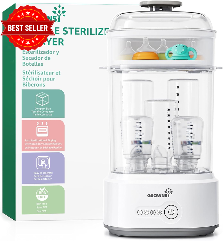Bottle Steriliser and Dryer, Compact Electric Steam Baby Bottle Sterilizer, Bott