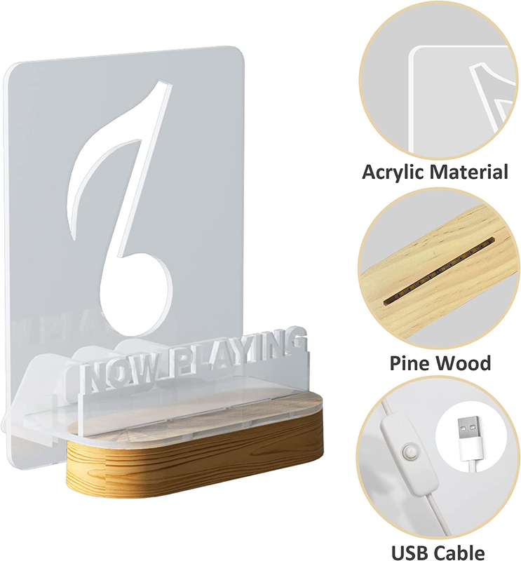 Light up Now Playing Vinyl Record Stand, Now Spinning Record Stand, Wooden Acry