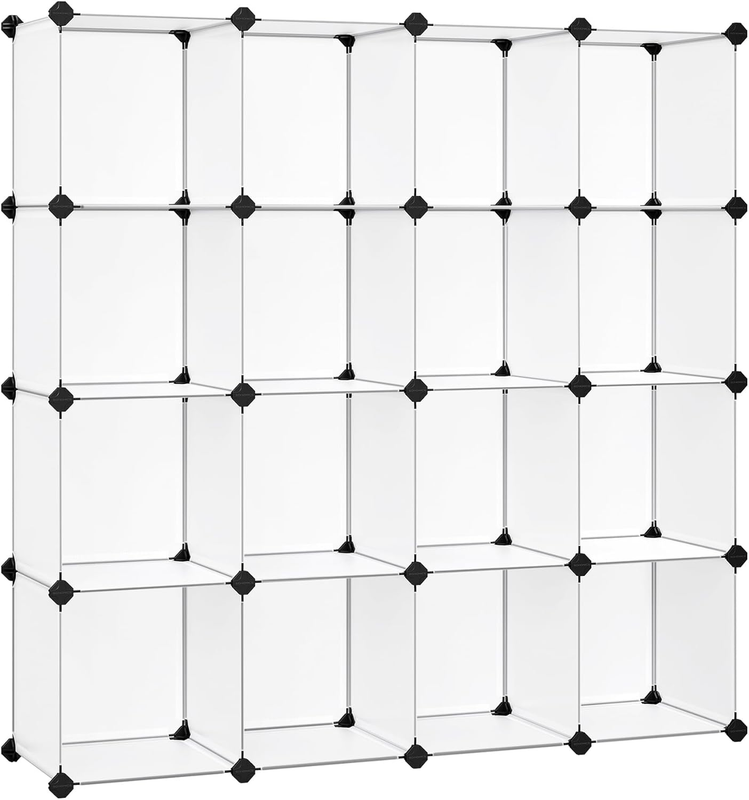 Cube Storage Organizer, 16 Cube Closet Organizers 48.4 x 12.2 x 48.4 Inches, Whi