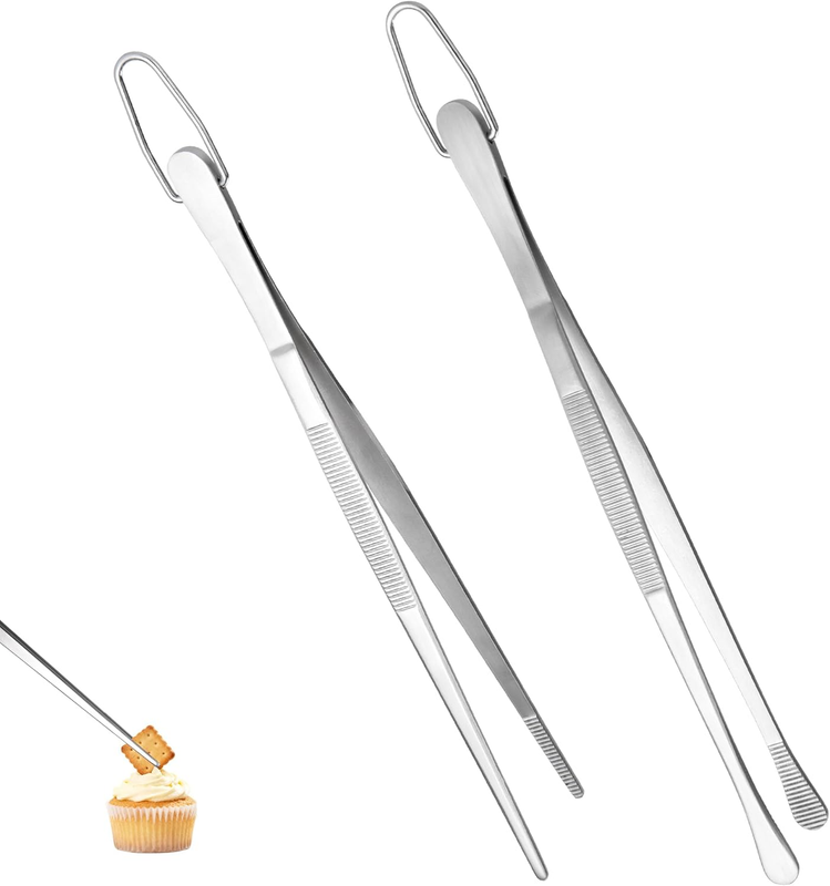 20.4Cm Kitchen Tweezers: 18/8 Stainless Steel Food-Grade Metal 8 Inch Cooking To