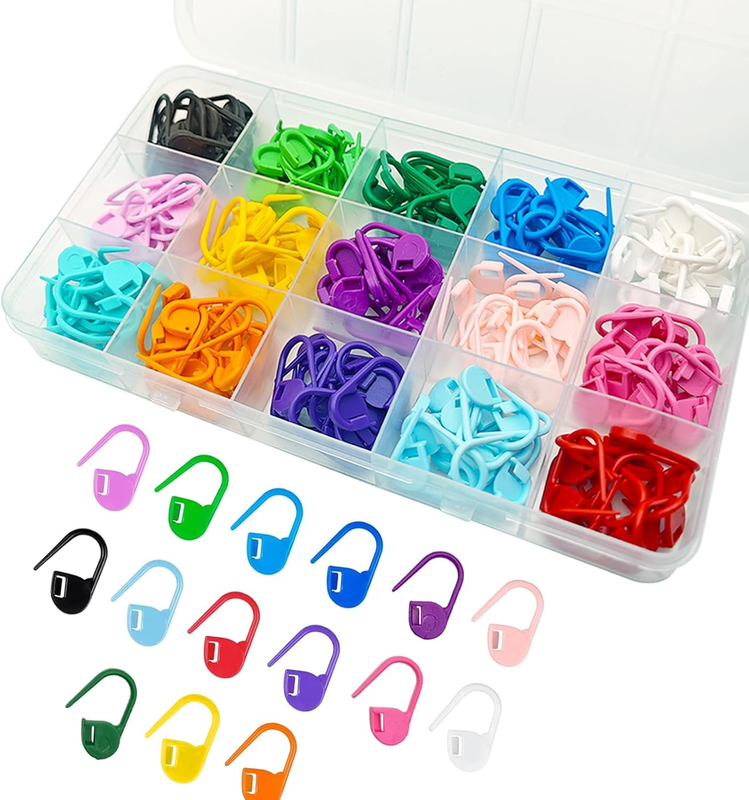 180 PCS with 15 Colors Crochet Stitch Markers and Storage Case for Knitting Sewi