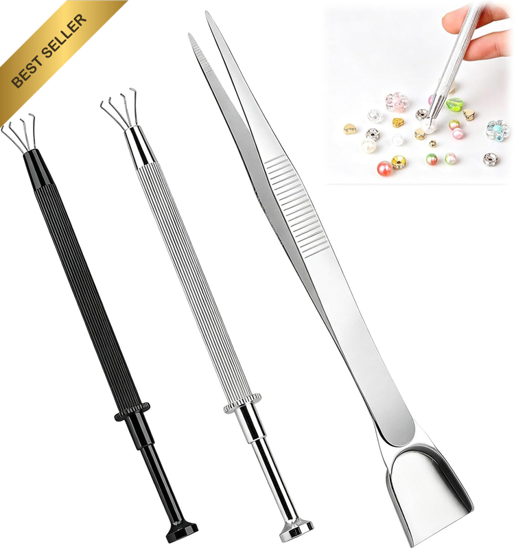 3Pcs Grabber Tool Holder Set, Jewelery Pick up Sprinkle Pen, Jewelry Tweezers, 4
