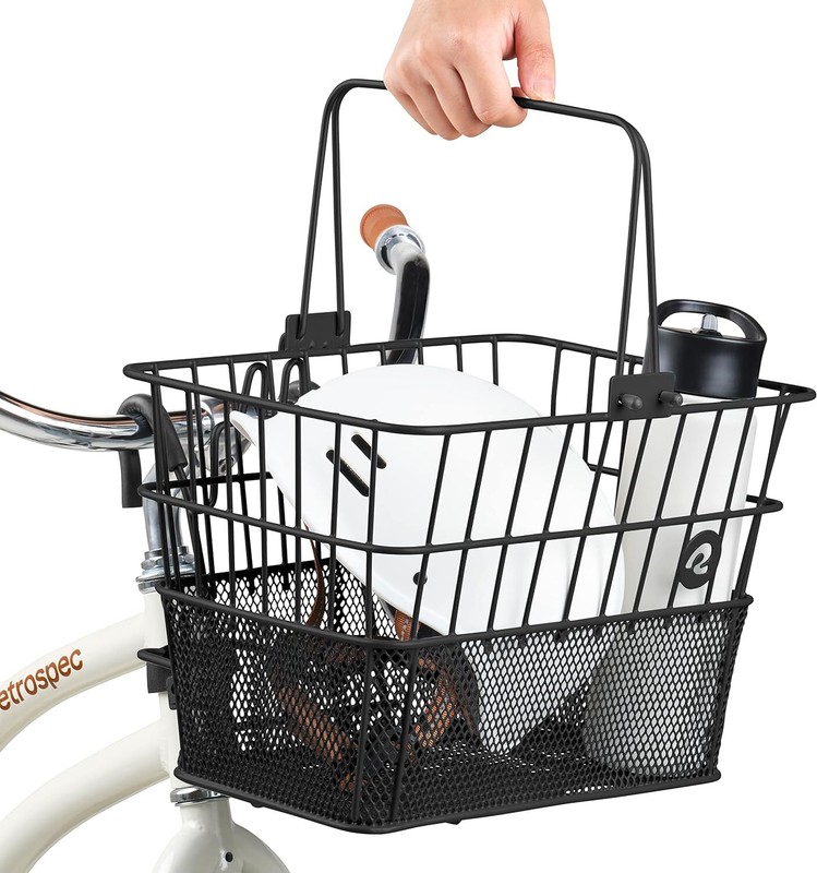 Bike Metal Wire Basket Front Handle Bar Bicycle Tote Holder Detachable Crate