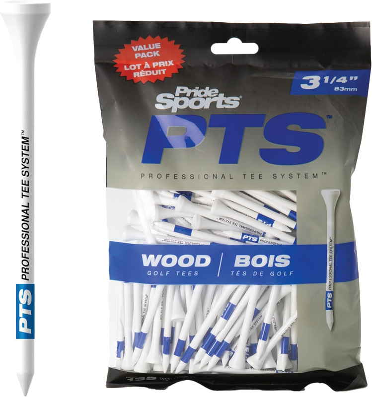 PTS Wood Golf Tees | 135 Count, 3-1/4 Inch | #1 Wood Tee on To...