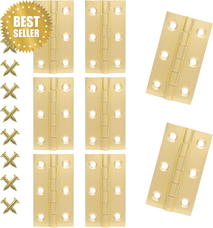 8Pcs 2.5 Inch Brass Hinges, Mini Butt Hinge for Cabinet Door, Box, Jewelry, Wood