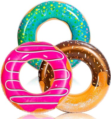 Swimming Rings 3 Pack - Donuts Animals Water Toys for Adults Kids Water Fun