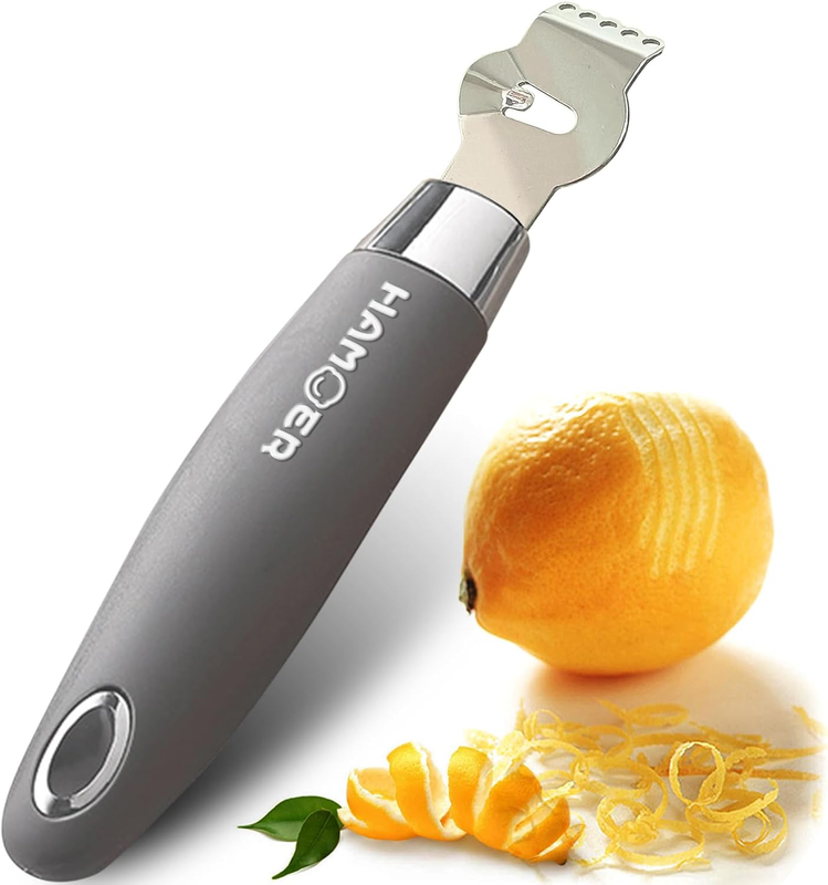 Lemon Lime Citrus Zester Channel Knife 2-In-1 Tool Ergonomic Handle | Stainless