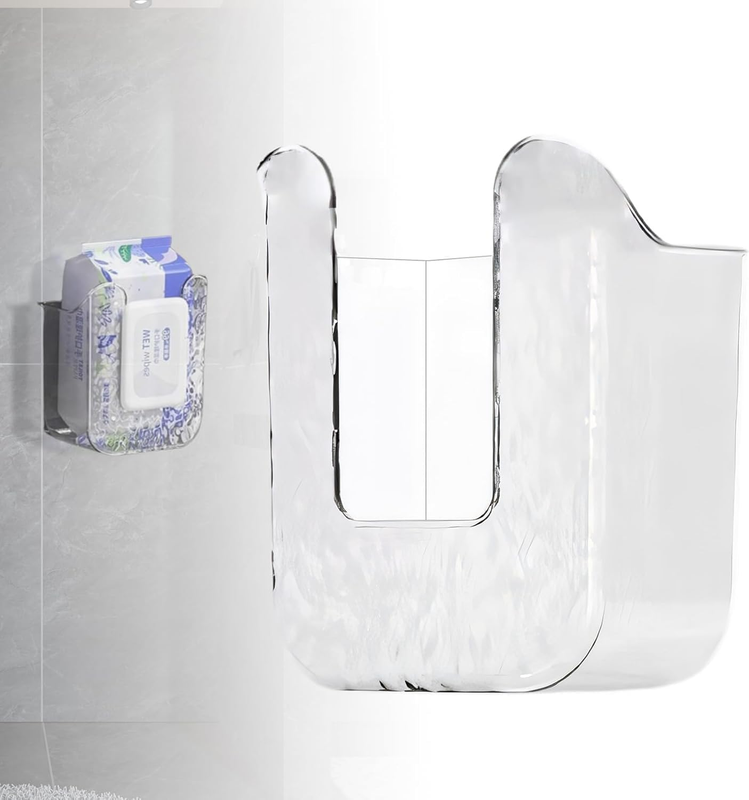 Wall-Mounted Wipes Holder – Adhesive Flushable Wipes Dispenser for Kitchen, Bath