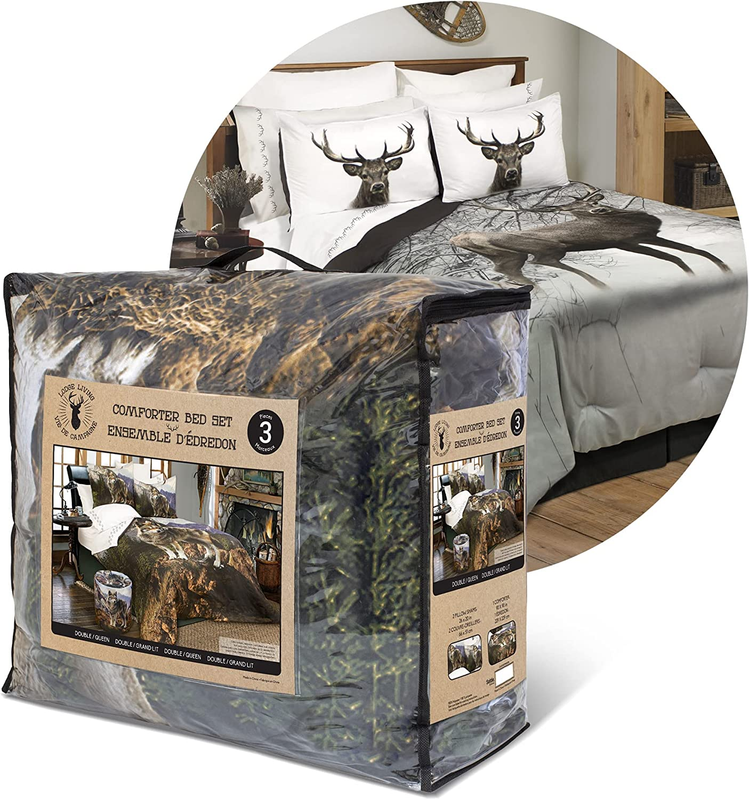 60417.3DQ.02 Full/Queen Deer in Snowy Forest Comforter Set