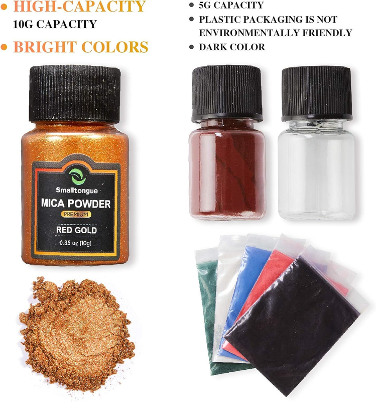 Mica Powder for Epoxy Resin, 36 Colors, 0.35 oz(10g) Bottles Mica Glitter Powder