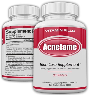 Acnetame Acne Pills- Acne Vitamins and Supplements for Women & Men, 30 Count