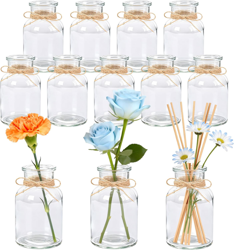 Der Rose 12 Pack 125Ml Small Glass Vases for Wedding Table Decorations
