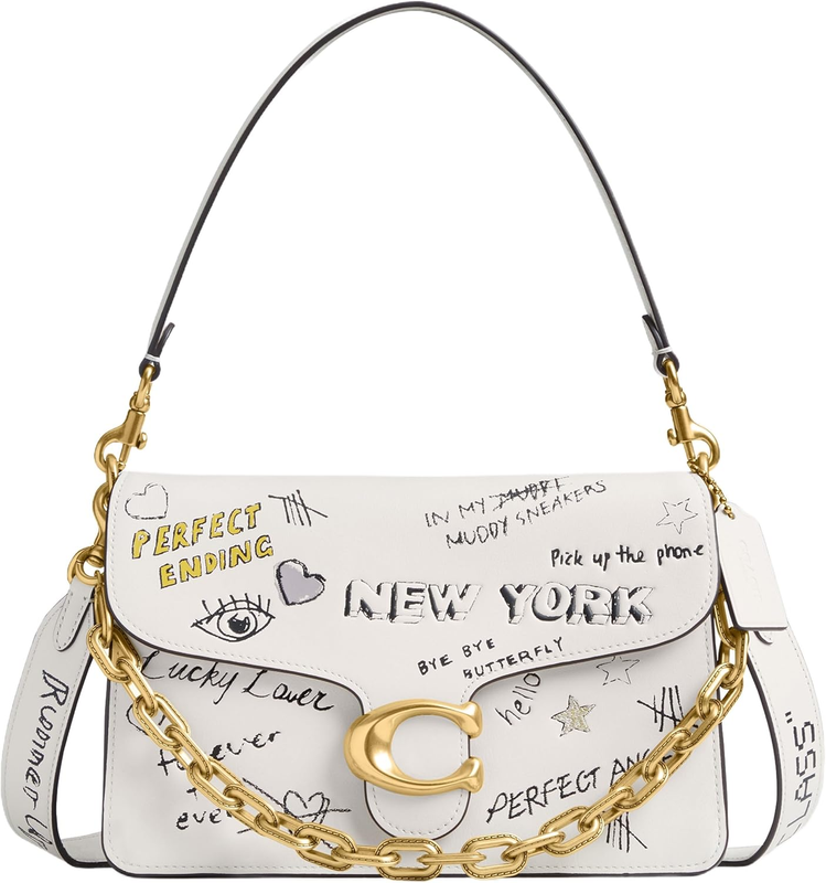 COACH Chain Tabby Shoulder Bag with Sketch Print, LH/Chalk Multi