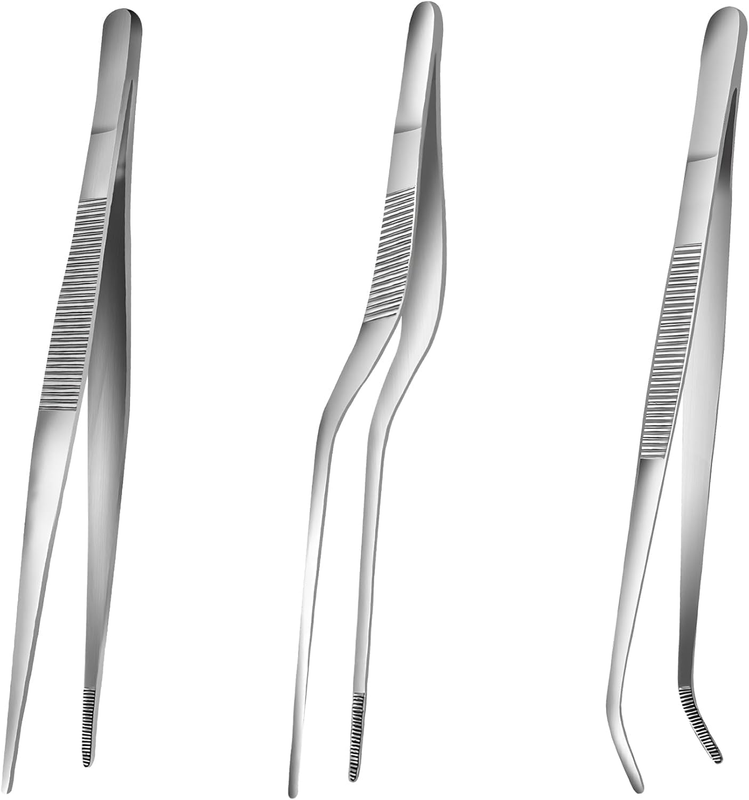 8-Inch Kitchen Tweezers Tongs Stainless Steel Kitchen Tweezers for Cooking Chef 