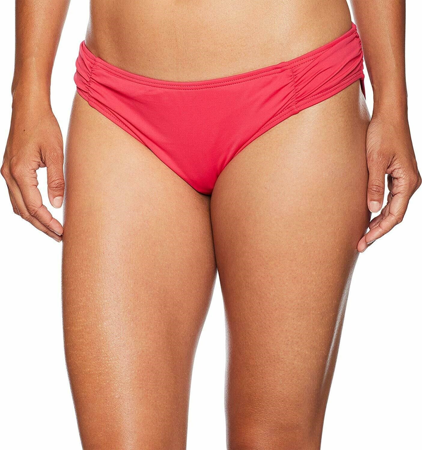 Michael Kors Women's 176535 Side Shirred Bikini Bottom Deep Pink Size S