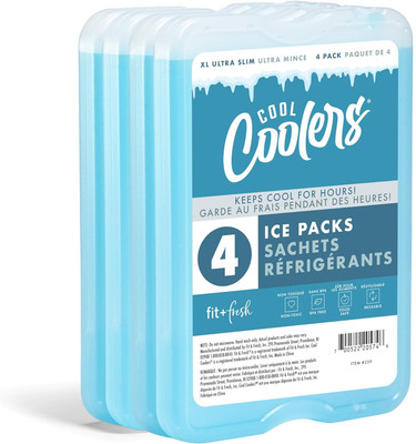 Cool Coolers by  4 Pack XL Slim Ice Packs, Quick Freeze Space Saving Reusable Ic