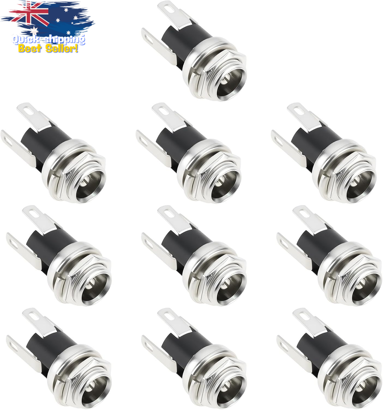 10Pcs 5.5mm x 2.5mm DC Power Socket 3-Pin Chassis Mount for 12V CCTV PSU
