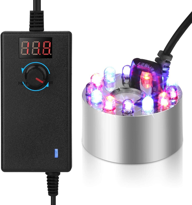 12 LED Colorful Mist Maker Fogger Mini Fog Atomizer Air Humidifier+Con