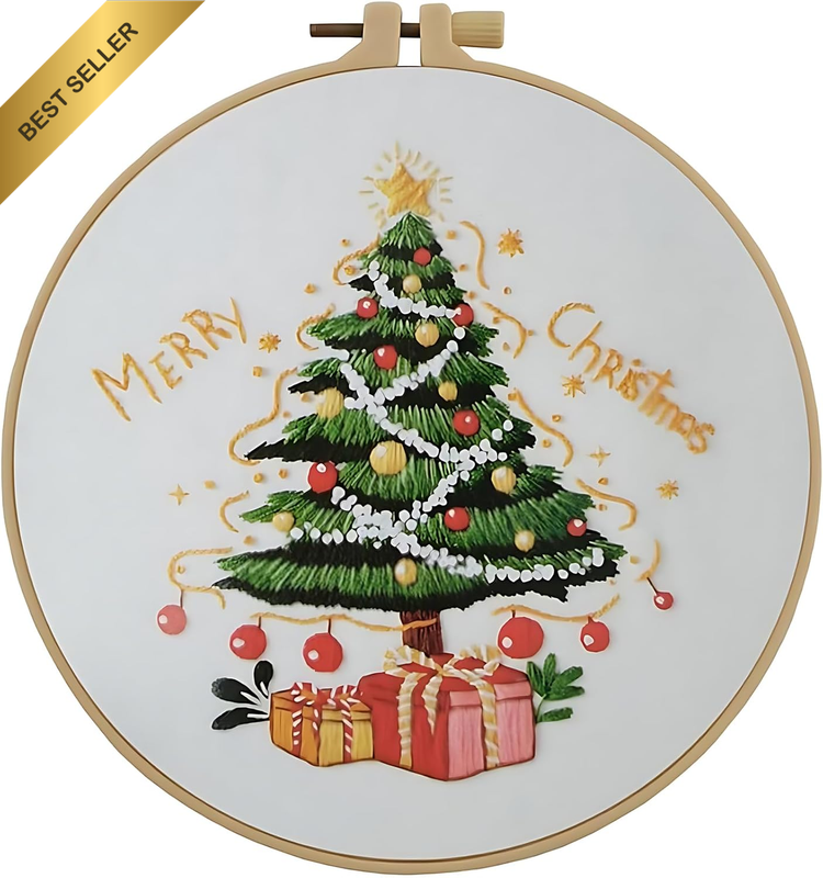 1 Pc Christmas Tree Embroidery Starter Kit for Adults & Beginners, Stamped Cross