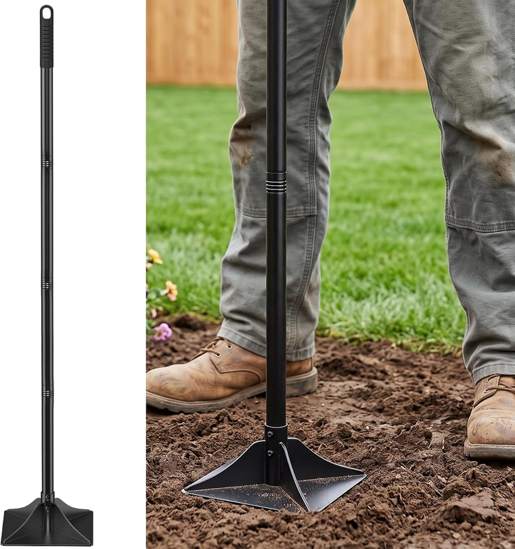 10"X10" Hand Steel Tamper Tool, 59" Handle for Soil & Gravel Compaction