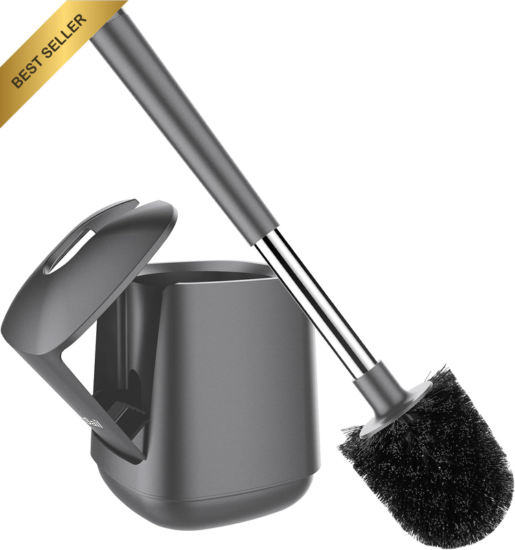 Toilet Brush and Holder, Self Closing Lid Toilet Bowl Brushes Holder and Extra L