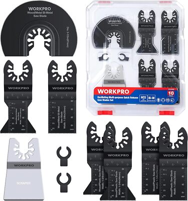 WORKPRO 10PC Oscillating Saw Blades Multitool Accessory Tool Blade Quick Release