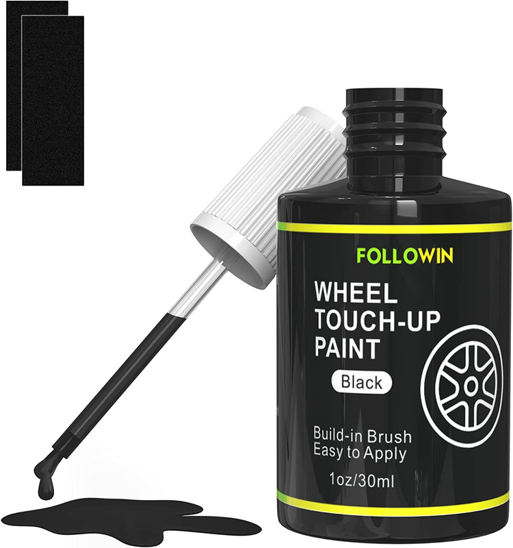 Matte Black Rim Touch Up Paint for Cars, Black Wheel Paint Repair Kit 1OZ(30ml)