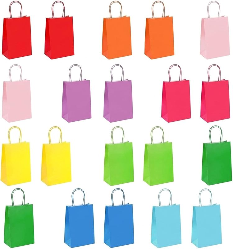 20-Pack Kraft Paper Gift Bags with Handles: Multi-Purpose Gift & Paper Bags for