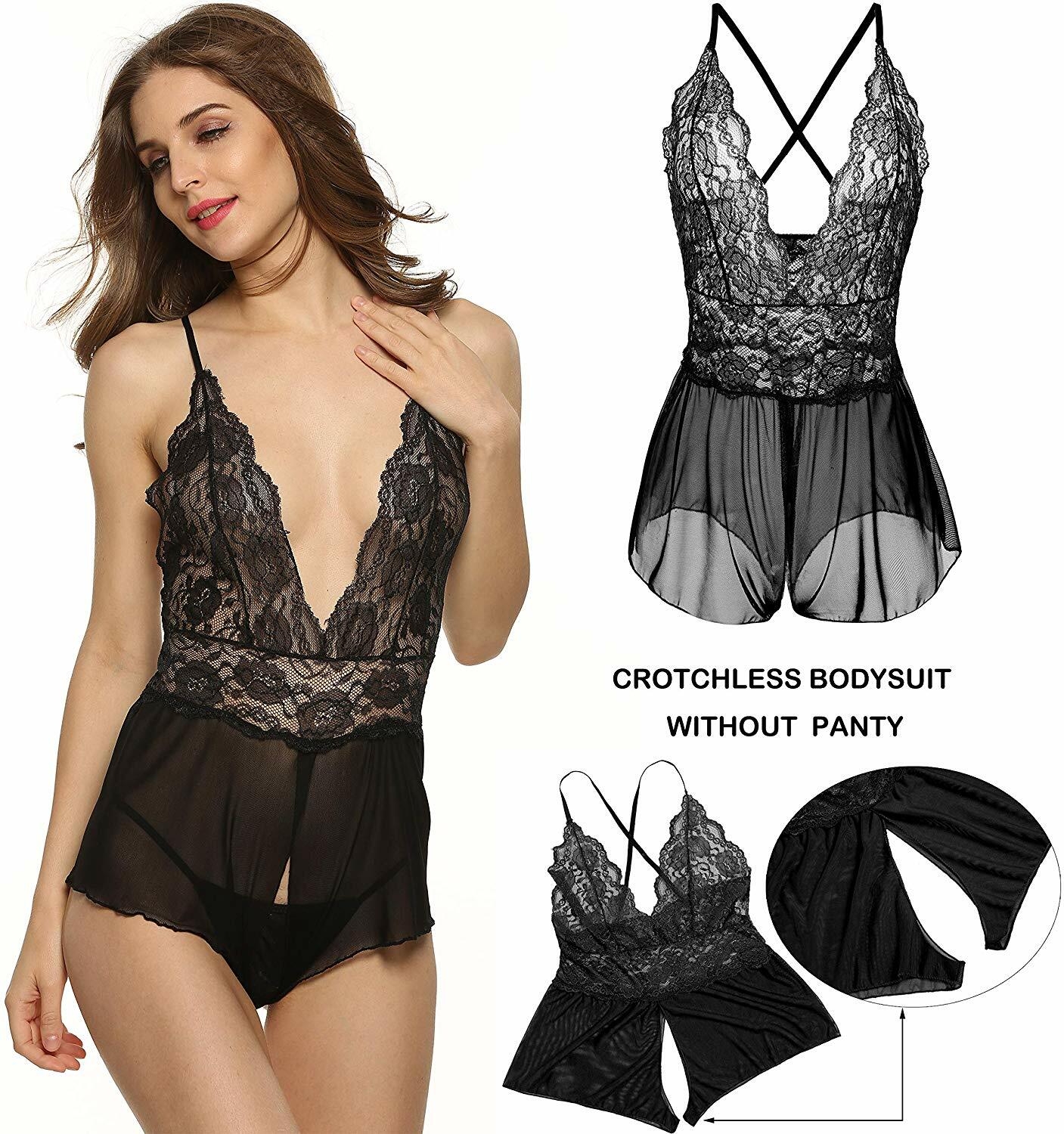 Women Lace Sexy-lingerie Nightwear Babydoll Sleepwear Bodysuit Dress Plus Size