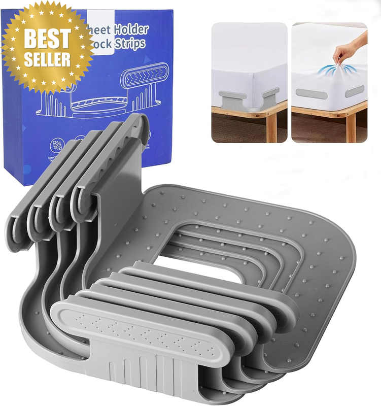 Lock Sheet Holders - No More Loose Sheets, Secure Bed Sheets, 4Pcs Fits All Kind