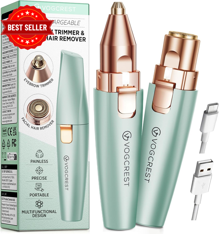 Rechargeable Eyebrow Trimmer & Facial Hair Remover for Women, 2 in 1 Eyebrow Raz