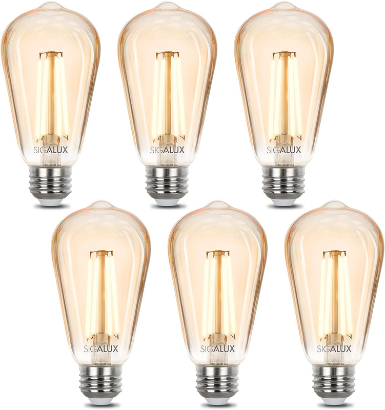 Sigalux Edison Bulbs, E26 LED Bulb 60 Watt Dimmable Vintage 