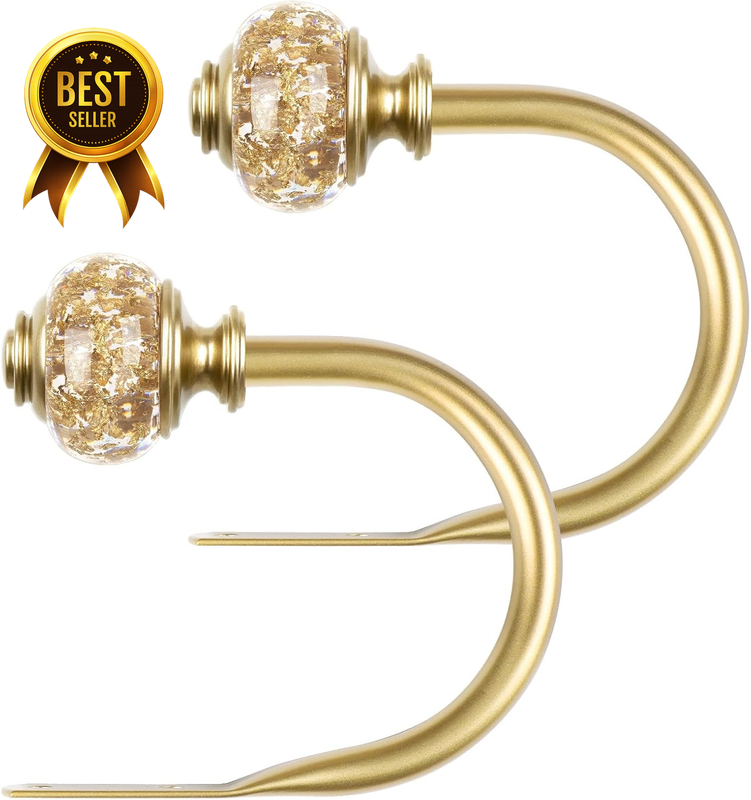 Gold Curtain Holdbacks, Decorative Drapery Tiebacks, 2 Pack/1 Pair