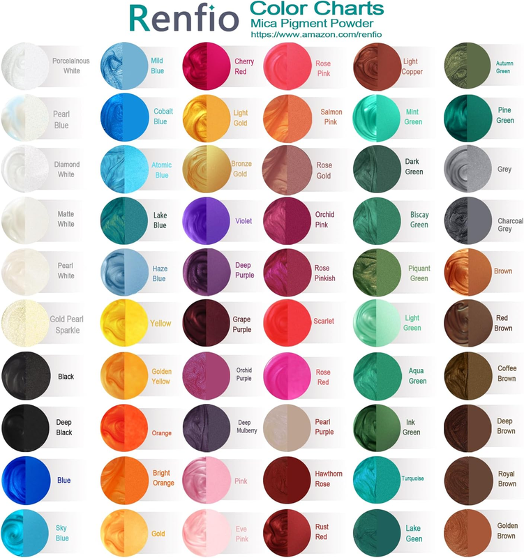 Mica Powder, 60 Colors Mica Powder for Resin Natural Epoxy Resin Color Pigment P