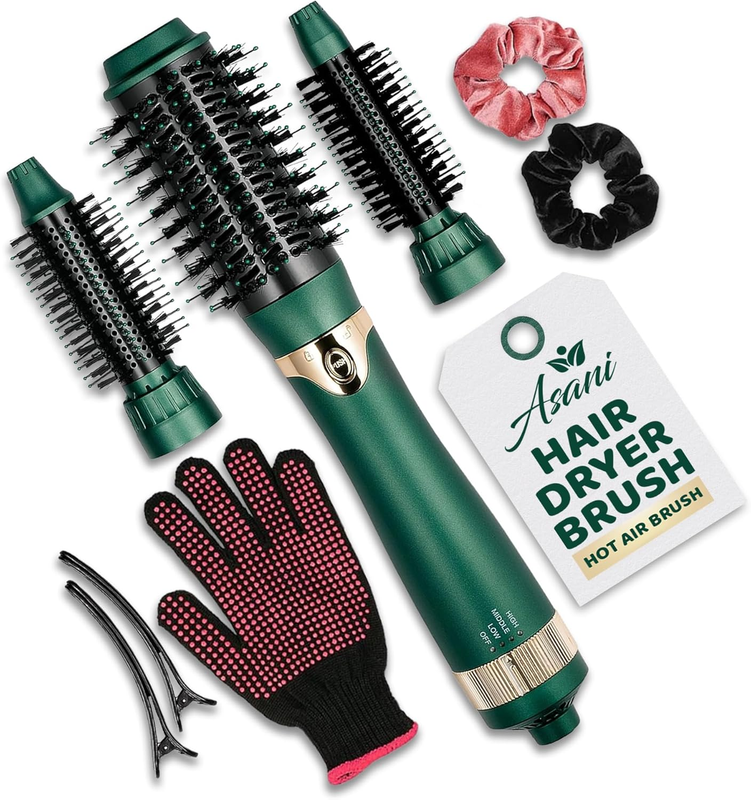 Hot Air Brush - Multipurpose Blow Dryer Brush with Interchangeable Heads, Heated