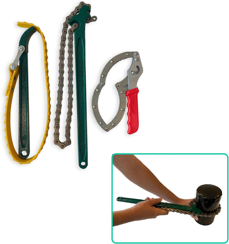 Rubber Strap Wrench - Oil Filter Wrench - 15 Inch Chain Wrench - Handcuff Wrench
