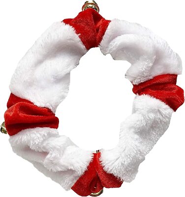 Midlee White/Red Christmas Plush Bell Collar
