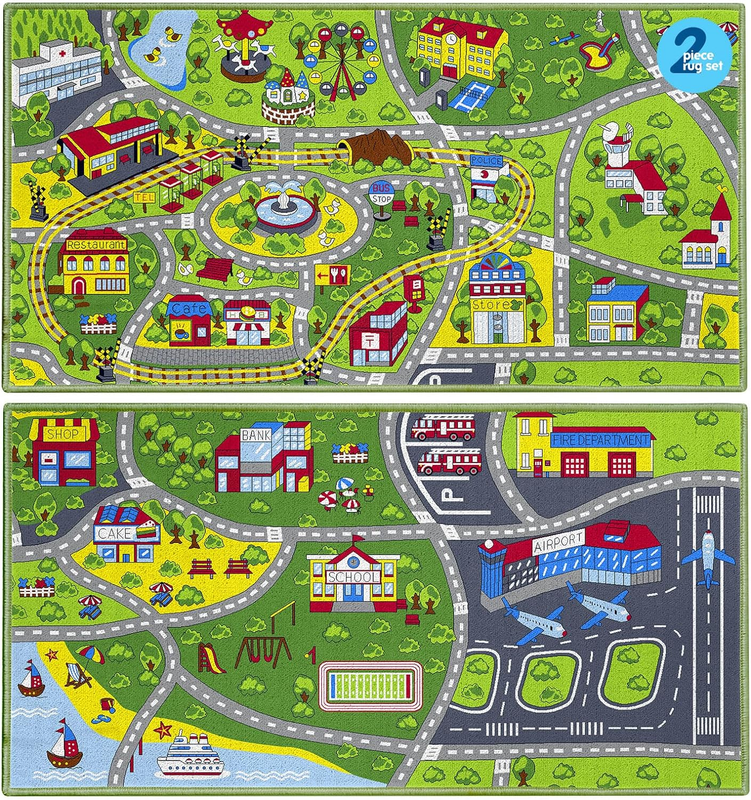 Rug Play Mat For Toy Cars Road Rug,non Slip Kids Play Rug Fo