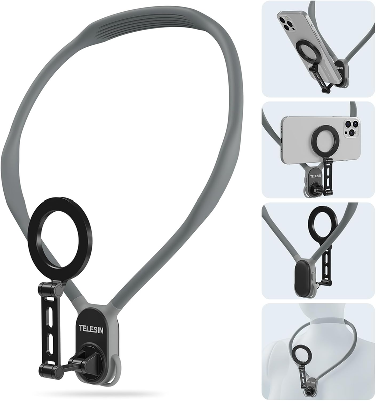 ° Upgraded Max Magnetic Neck Mount for Phones, Neck Phone Holder POV/Vlog Selfie