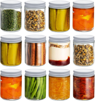 12 Pack Glass Mason Canning Jars, 9 Ounce Straight Sided Clear Glass Jars Regula