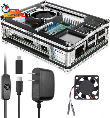 Raspberry Pi 3 B+ Case with Fan Cooling Pi 3B Case with 3 Pcs Heat-Sinks 5V 3A P