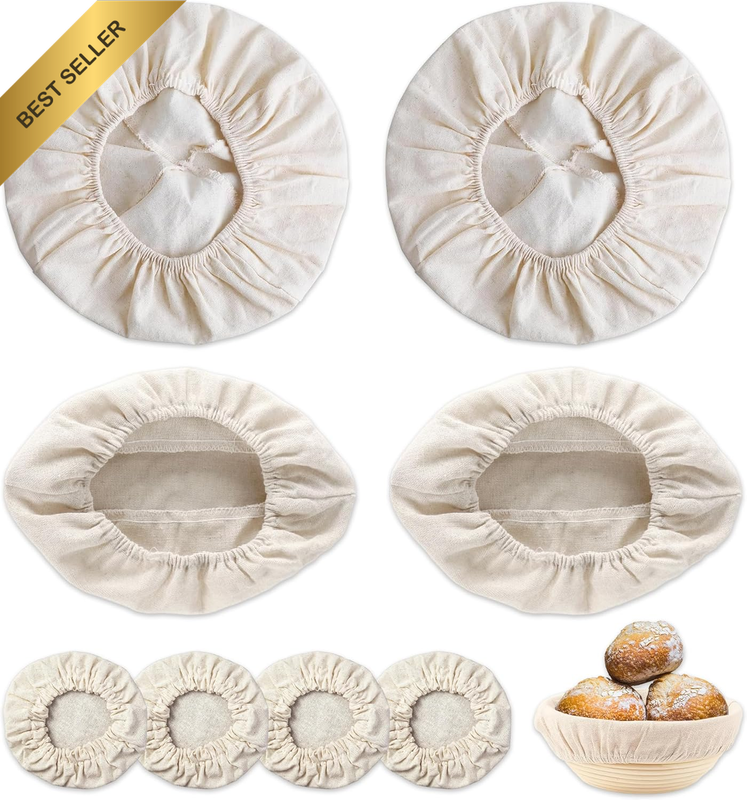 8PCS Round Oval Bread Proofing Basket Cloth Liner 3 Sizes Kitchen