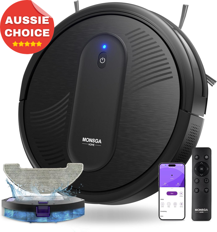 3000Pa Robot Vacuum Cleaner 3-in-1 Anti-Tangling App Voice Control Hard Floors