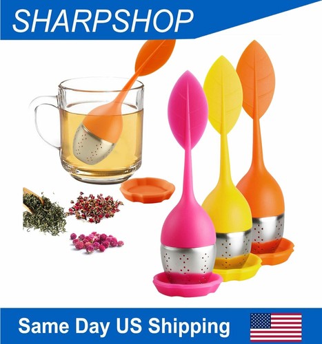 3x Silicone Tea Infuser Loose Floating Leaf Filter Strainer Stainless Steel Ball