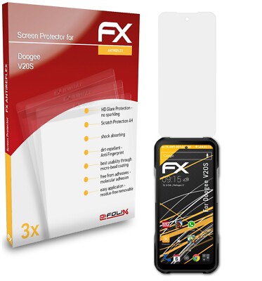 atFoliX 3x Panzerfolie für Doogee V20S Schutzfolie matt&stoßfest Folie
