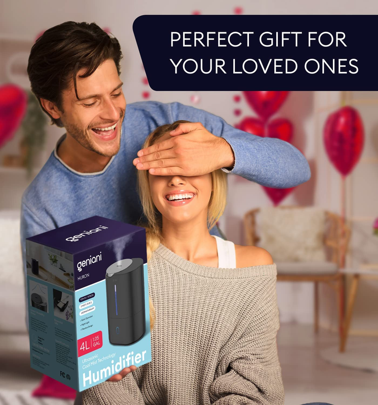 Smart Humidifier for Bedroom Large Room, Top Fill Cool Mist Humidifiers 4L with
