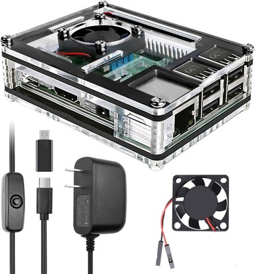 Miuzei Raspberry Pi 3 B+ Case with Fan Cooling 3B 3 clear white 
