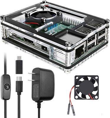 Miuzei Raspberry Pi 3 B+ Case with Fan Cooling Pi 3B Case with 3 Pcs Heat-Sinks 