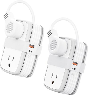 2 Pack Travel Power Strip Bar GaN 45 W USB C Ports 4 Outlets 2 USB Port 4ft Cord